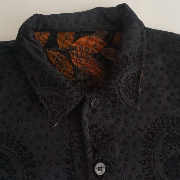 Vintage Christopher Banks Black Orange Fall Leaves Tapestry Blazer Reversible M - Picture 10 of 10